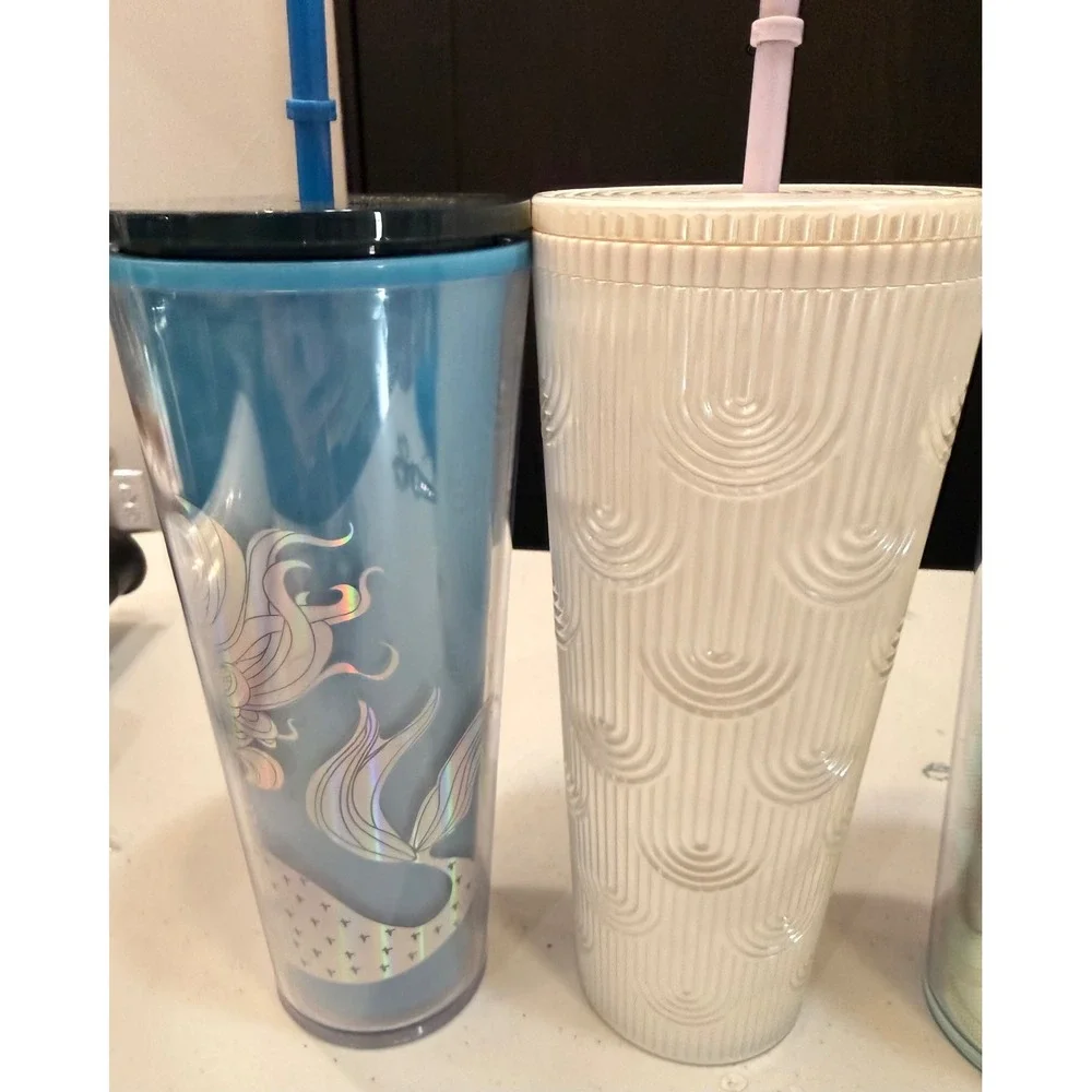 Starbucks Mermaid Color Tumbler Lot 4 Ocean Siren Pearl Shell Iridescent 24 oz